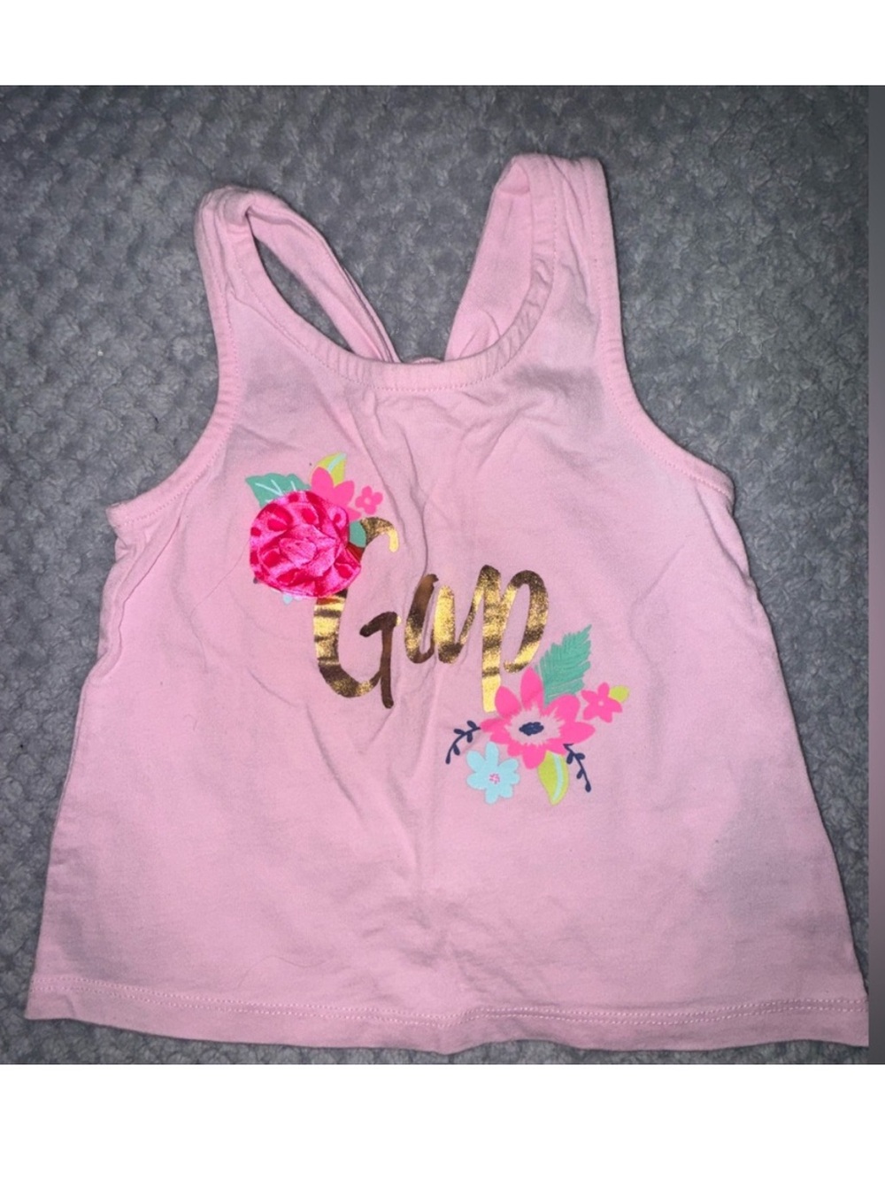 Baby Gap Girls Pink Floral Graphic Tank Top 18-24M